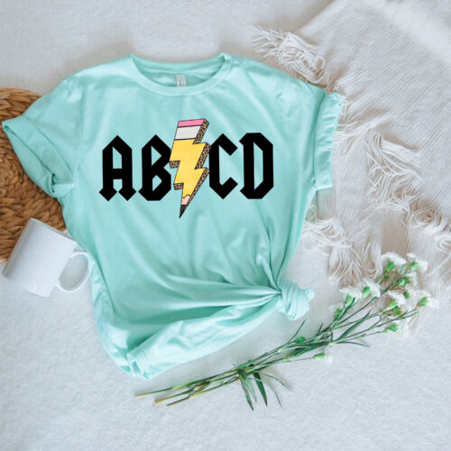 ABCD Back In Class Teacher School Rock And Roll Music Funny Shirt image 0