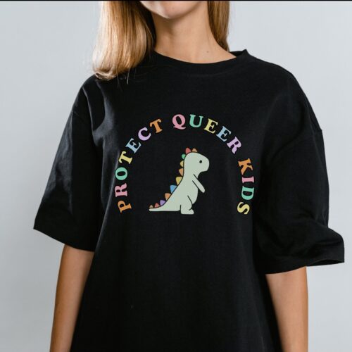 Gay Dinosaur Protect Queer Youth Lgbtq Teacher Pride Trans Kids Ally Shirt image 0