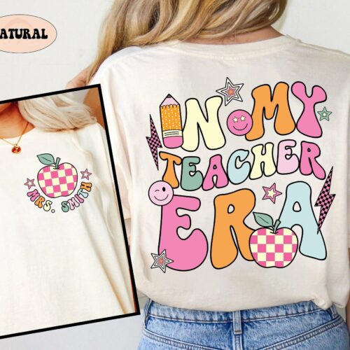 Retro In My Teacher Era Custom Name Back To School Appreciation Shirt image 0