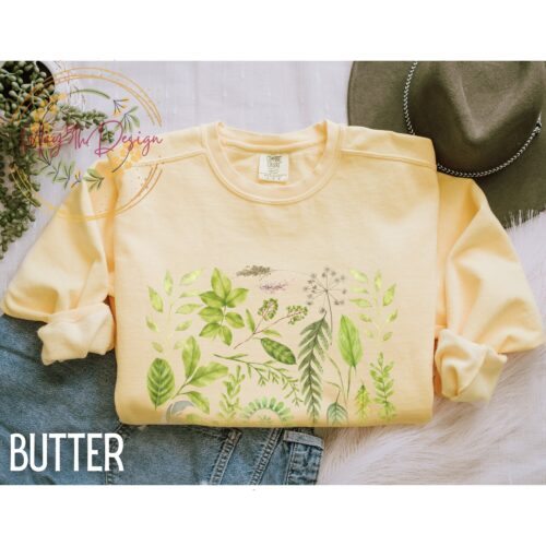 Vintage Botanical Plant Lover Wildflowers Fern Sweatshirt image 5