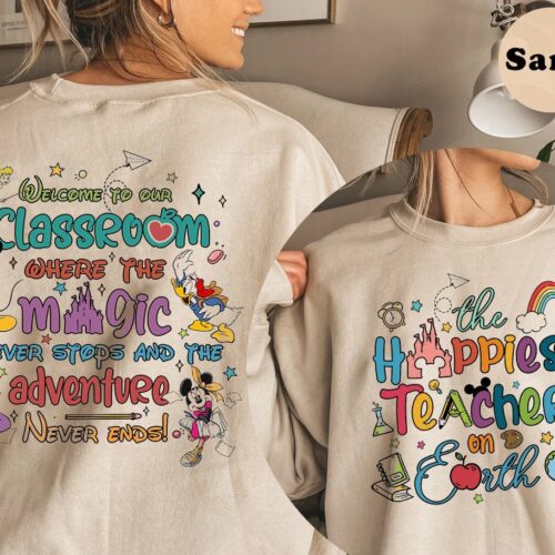 Mickey and Friends Disney Happiest Teacher On Earth Back To School Castle Sweatshirt image 0