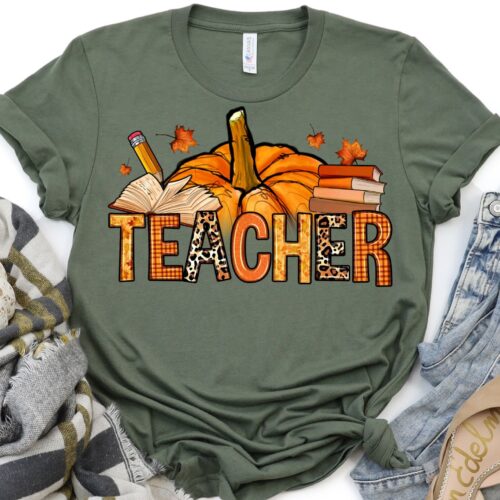 Fall Teacher Pumpkin Back to School Halloween Kindergarten Shirt image 0