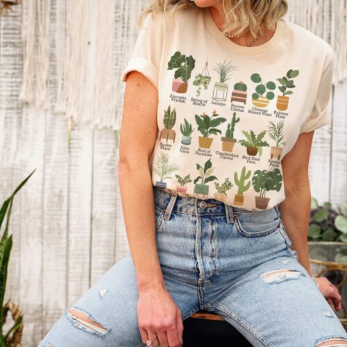 Boho House Plant Crazy Lady Lover Botanical Aesthetic Nature Lover Gardening Shirt image 0