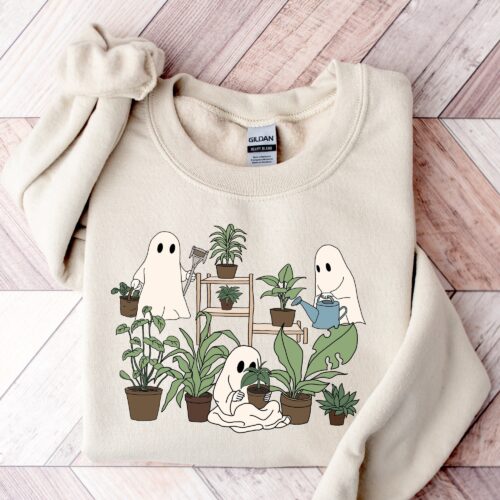 Halloween Plant Lady Gardening Ghost Crazy Mama Sweatshirt image 0