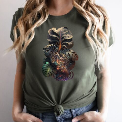 Monstera Leaf Plant Lover Lady Mama Lover Mom Botanical Shirt image 0