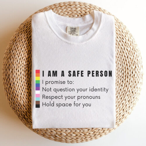 Safe Person Lgbtq Ally Teacher Protect Queer Youth Respect Pronouns Social Worker Shirt image 0