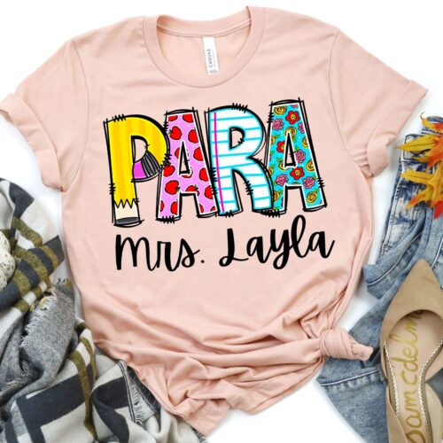 Custom Paraprofessional Teacher Name Shirt image 0