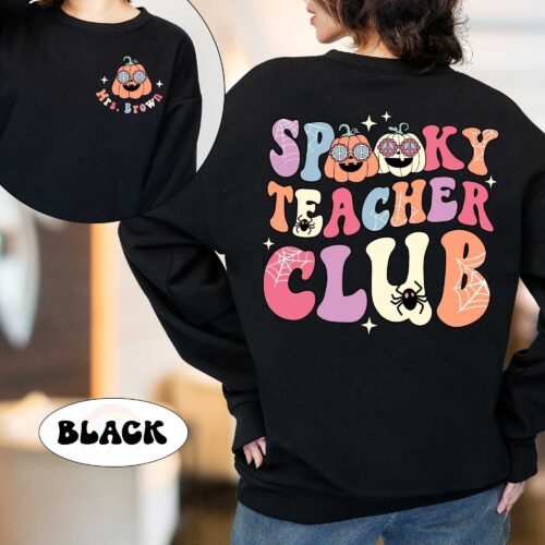 Halloween Spooky Teacher Club Custom Cute Kindergarten Sweatshirt image 0