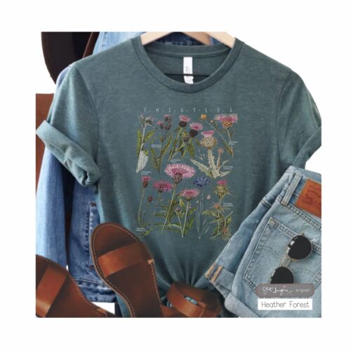 Thistles Botanical Wildflower Garden Plant Women Lover Shirt image 0