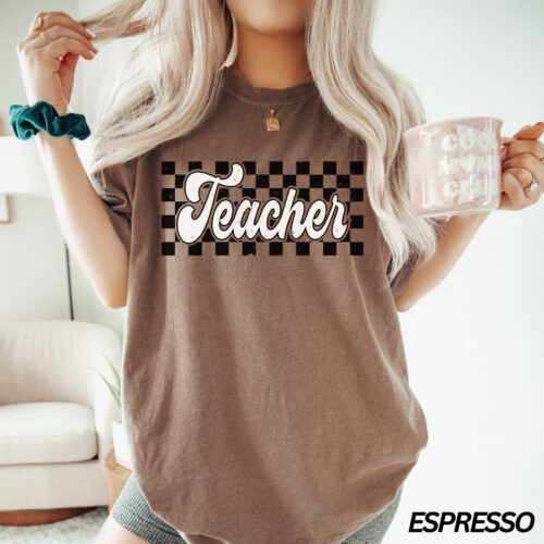 Retro Checkered Teacher Back to School Appreciation Shirt image 0