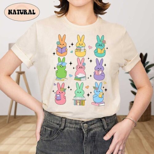 Teacher Easter Egg Reading Bunnies Lovers Book Shirt image 0