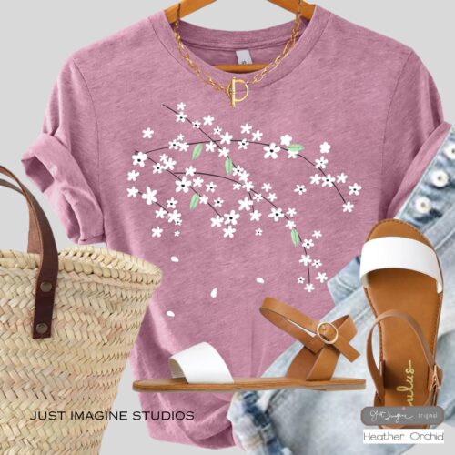 Cherry Blossoms Botanical Wildflower Garden Plant Women Shirt image 0