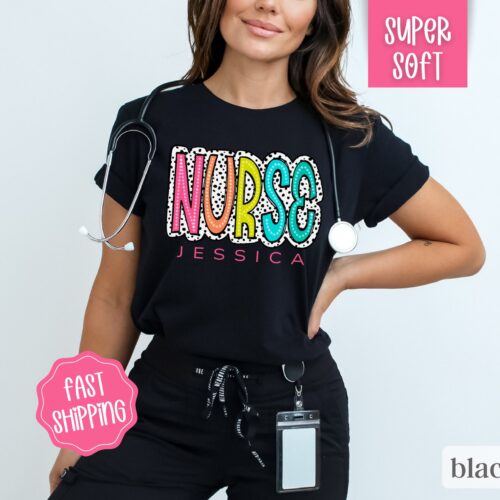 Custom Nurse RN Appreciation Cute Personalized Shirt image 0