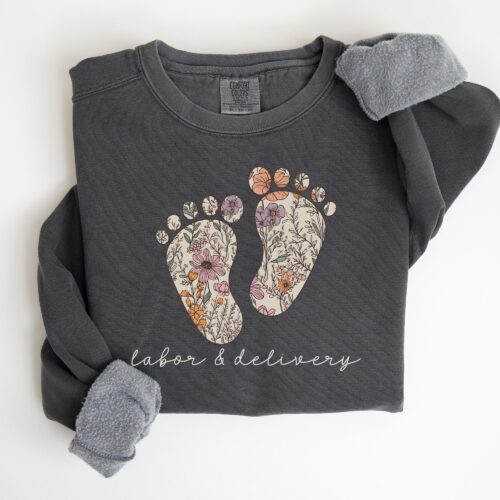 Labor and Delivery Nurse Wildflowers Grad Sweatshirt image 0