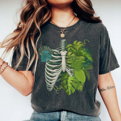 Skeleton Plant Body Lover Mom Monstera Leaf Shirt image 0