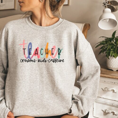 Teacher Crayons Kids Caffeine Preschool Sweatshirt image 0