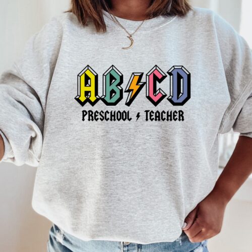 Preschool Teacher ABCD Kindergarten Lighting Bolt Sweatshirt image 0