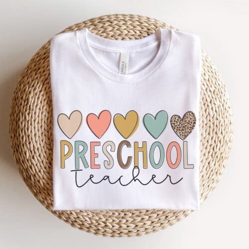 Preschool Teacher Tiny Human Tamer Matching Heart Shirt image 0