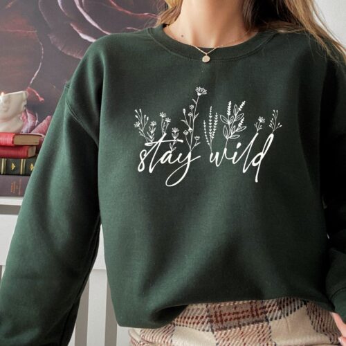 Stay Wild Flowers Women Floral Plant Lover Inspirational Quote Shirt image 0