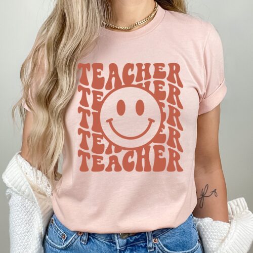 Teacher Cute Preschool Smiley Face Appreciation Shirt image 0