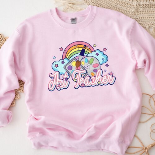 Art Teacher Cute Funny Painting Rainbow Brush Sweatshirt image 0