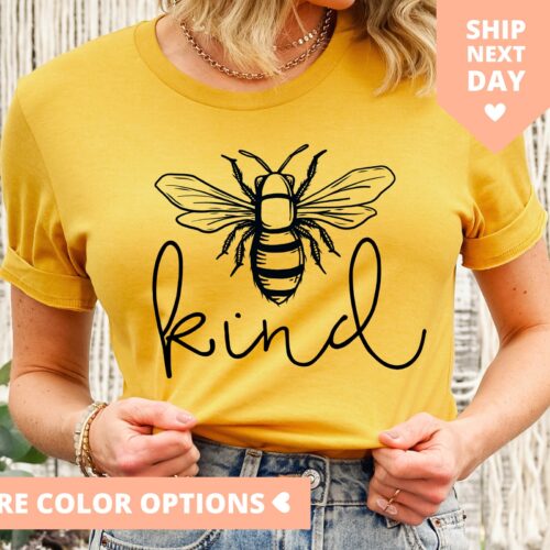 Bee Kind Women Teacher Mom Inspirational Motivational Shirt image 0