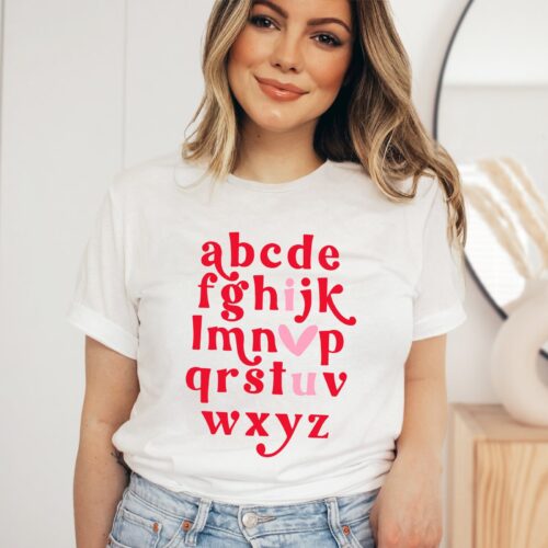 ABCs I Love You Teacher Valentine's Day Cute Heart Shirt image 0