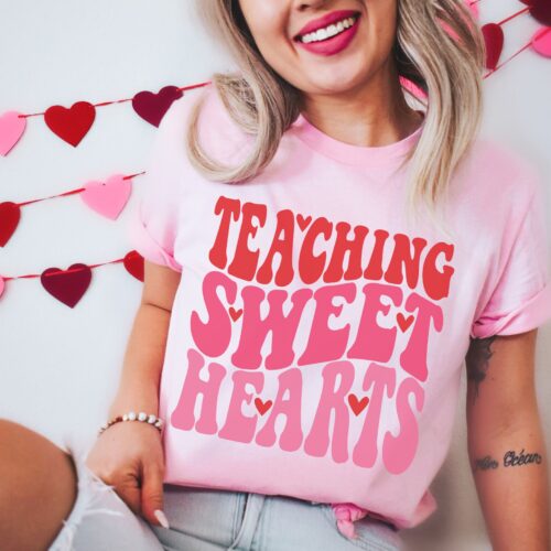 Retro Teaching Sweethearts Cute Valentines Day Shirt image 0