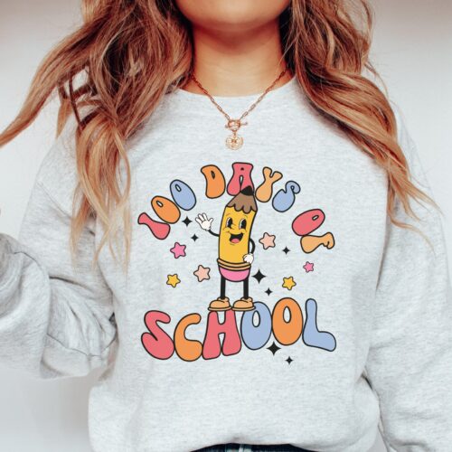 100 Days Of School Pencil Teacher Women Sweatshirt image 0