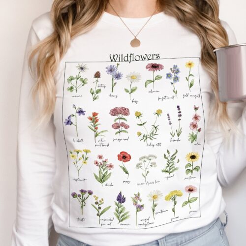 Vintage Wildflowers Botanical Pastel Floral Nature Garden Lover Shirt image 0