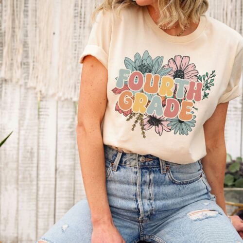 Vintage Fourth Grade Teacher Crew Elementary Back To School Squad Teacher Shirt image 0