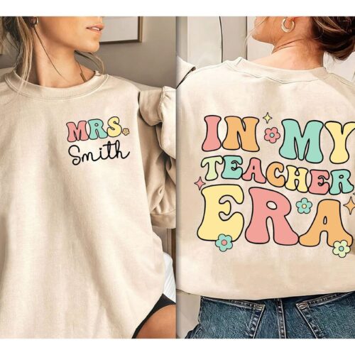 Personalized Teacher In My Cool Teacher Era Custom Name Back To School Sweatshirt image 0