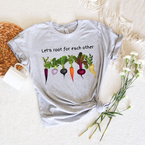 Lets Roots For Each Other Vegetable Turnip Carrot Black Spring Gardening Shirt image 0