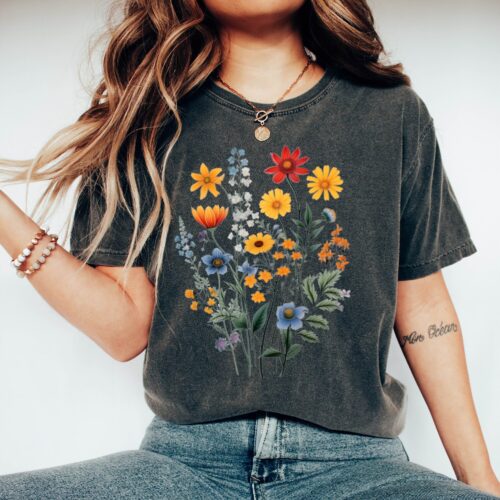 Fall Flower Women Floral Mom Garden Lover Autumn Shirt image 0