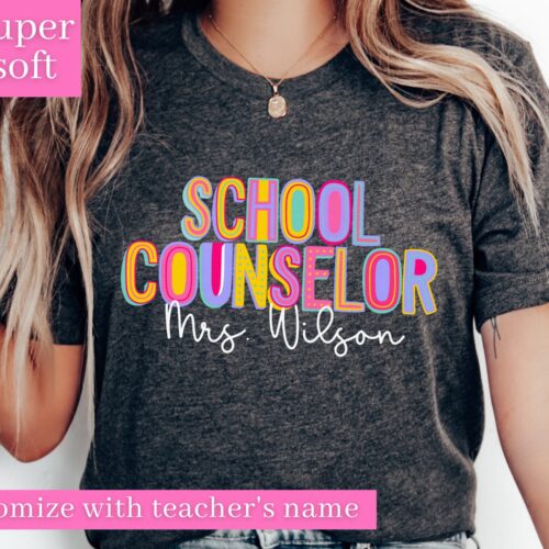 Custom School Counselor Name Teacher Cute Appreciation Shirt image 0