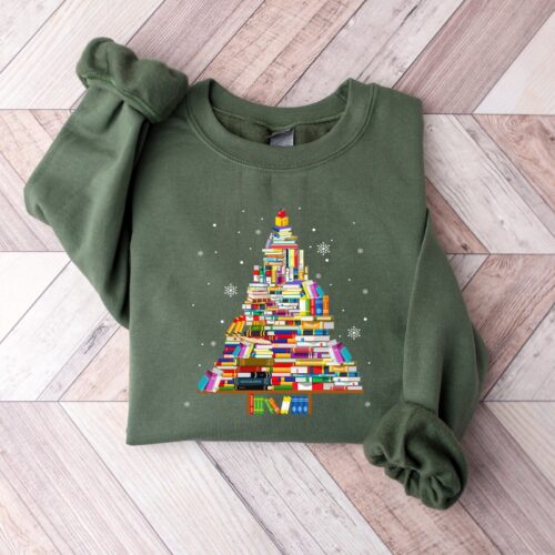 Christmas Tree Books Lover Teachers Librarian Shirt image 0