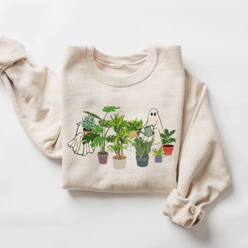 Ghost Plant Lady Halloween Funny Lovers Sweatshirt image 0