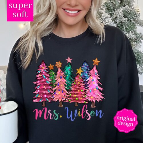 Christmas Tree Teacher Team Holiday Cute Sweatshirt image 0