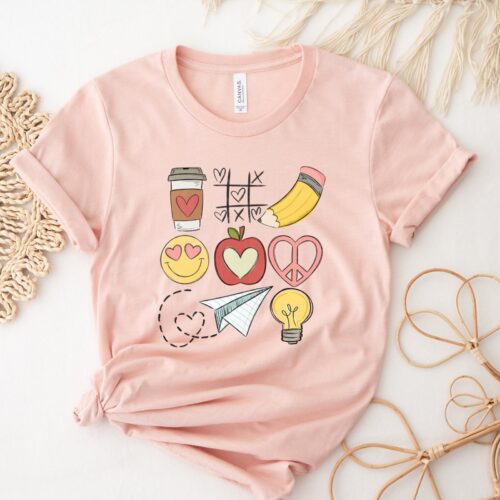 Teacher Valentine's Day Cute Heart Apple Idea Shirt image 0