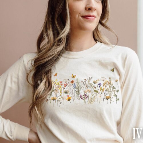 Cottagecore Pressed Flowers Floral Nature Gardening Shirt image 1