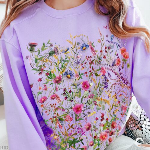 Vintage Pressed Flowers Garden Botanical Floral Sweatshirt image 0