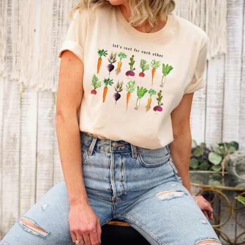 Let's Root For Each Other Gardening Vegetable Green Thumb Plant Mom Lady Shirt image 0