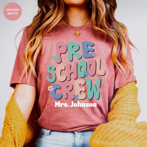 Preschool Teacher Custom Cute Crew Personalized Shirt image 1