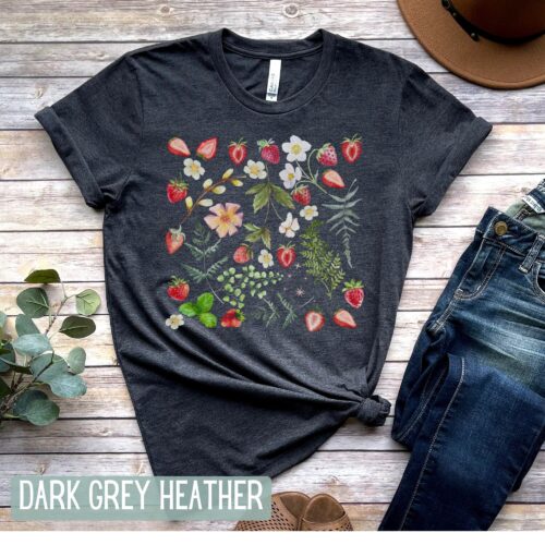 Cottagecore Strawberries Summer Fruit Garden Plant Women Shirt image 0