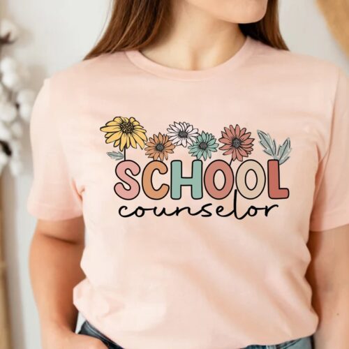 School Counselor Women Teacher Flower Floral Therapy Shirt image 0