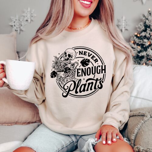 Never Enough Plants Skeleton Lover Gardening Botanical Monstera Sweatshirt image 0