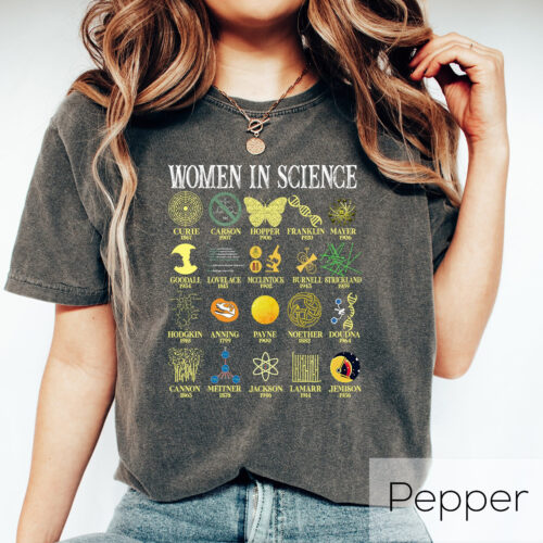 Retro Women In Science Teacher Cool Women STEM PhD Shirt image 0