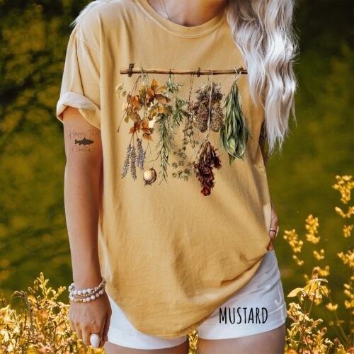 Hanging Herbs Gardener Floral Botanical Flower Shirt image 0