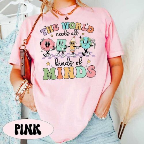 Teacher The World Needs All Kinds Of Minds SPED Neurodiversity Acceptance Shirt image 0