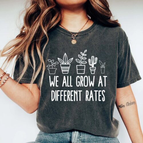 We All Grow At Different Rates Teacher SPED Kindergarten Elementary Life Shirt image 0